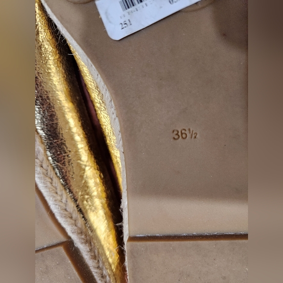 Marc Jacobs NWT Mouse Crackled Leather Gold Flats Ballet - Picture 4 of 6